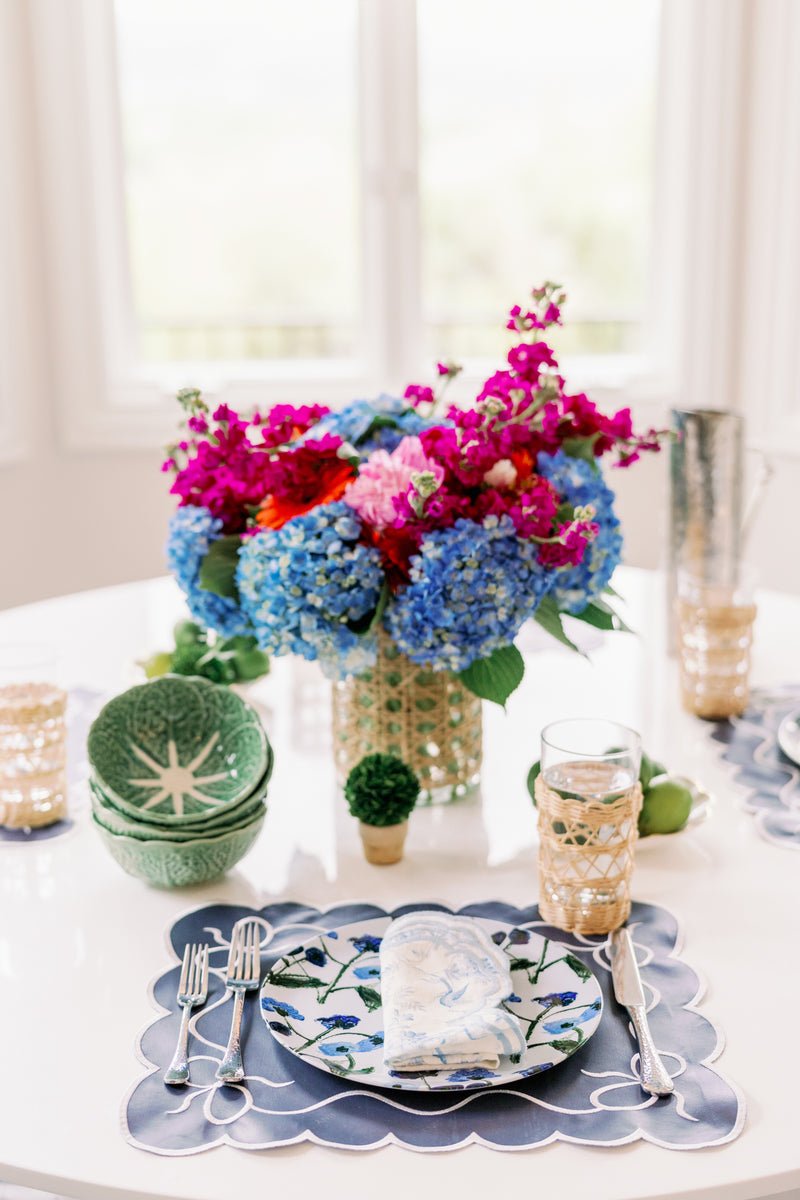 Set of 4 Waterproof Placemats (Navy and White Bows) Erin Donahue Tice