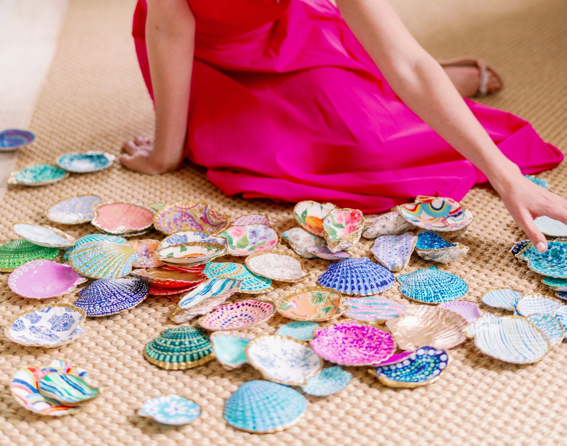 Hand-Painted & Decoupaged Seashell and Oyster Trinket Trays