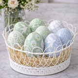Soft Blue Bird & Vine Egg