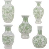 Set of 5 Mini Green Bud Vases