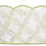 White & Green Trellis Scalloped Planter
