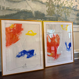 Two large scale framed paper paintings