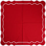 Set of 4 Red and White Square Placemat