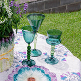 Palazzo Square Wine Glass, Turquoise & Green, Set of 4