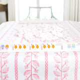 Scalloped Square Game Table Topper | Pink Botanical Stripe