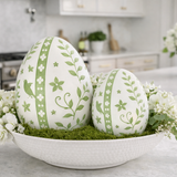 Green & White Trellis Leaf Egg