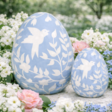 Soft Blue Bird & Vine Egg