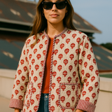 The Charlotte Jacket in Red and Orange Posy