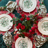 SOLACE RED & WHITE SCALLOPED FAUX LEATHER PLACEMAT