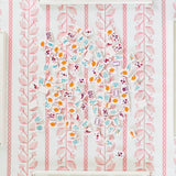 Scalloped Square Game Table Topper | Pink Botanical Stripe