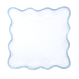 Linen Scalloped Square | Lily White with Cornflower Blue