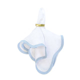 Linen Scalloped Square | Lily White with Cornflower Blue