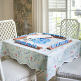 Scalloped Square Table Topper | Jardin de Fleurs - Sage