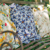 Organic Linen Ruffled Pillow Cover in Blue Harem