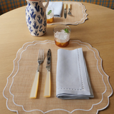 Scalloped Raffia Placemats, White