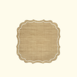 Scalloped Raffia Placemats, White