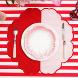 DUALITY PINK RED SCALLOPED FABRIC PLACEMAT