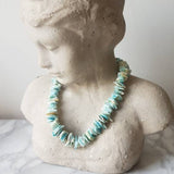 Vintage Blue Shell Necklace/ Beach Shell Accessories/ Summer Statement Shell Necklace