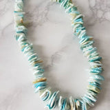 Vintage Blue Shell Necklace/ Beach Shell Accessories/ Summer Statement Shell Necklace