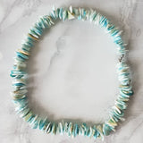 Vintage Blue Shell Necklace/ Beach Shell Accessories/ Summer Statement Shell Necklace