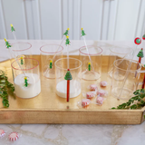 Red and Green Swizzle Glass Stirring Sticks, Set of 6