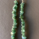 Vintage Abalone Shell Pendant Necklace Green Aventurine Or Tourmaline Bead 18”