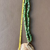 Vintage Abalone Shell Pendant Necklace Green Aventurine Or Tourmaline Bead 18”