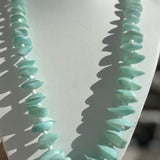 22” Vintage Aqua Blue Shell Necklace Summertime Fun Barrel Clasp Painted Plastic