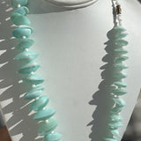 22” Vintage Aqua Blue Shell Necklace Summertime Fun Barrel Clasp Painted Plastic