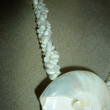 Vintage Trochus Shell White Natural Necklace Pearlized Statement 22" Braided