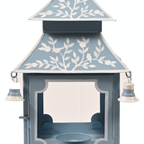 Soft Blue & White Bird & Vine Pagoda Lantern