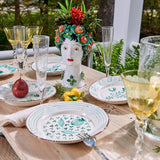 Casa Nuno Green and White Dinner Plate, Assorted Set of 10