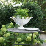 Footed Bowl, White, Applied Petals