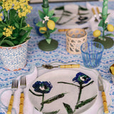Set of Blue and Teal Posey China Plates (Set of 4 or 8)
