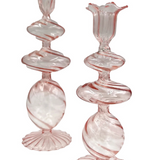 Pink Swirl Glass Candlestick, Medium (Set of 2)