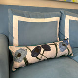 Bolster pillow with blue poppies