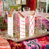 Razzle Dazzle Champagne Flutes with Red Accents, Set of 6