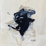 black and white and cream abstract paper painting