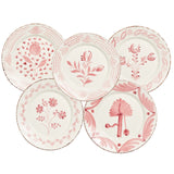 Casa Nuno Pink and White Dinner Plate, Assorted Set of 10