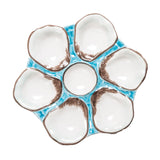 Oyster Plate, Ceramic Round, Turquoise, Set of 2