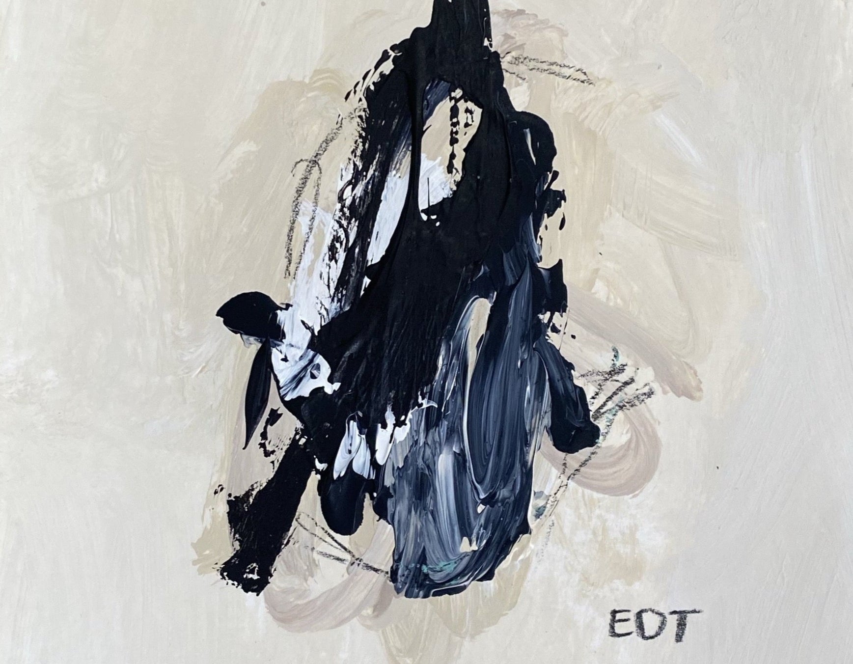 black and white and cream paper painting