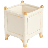 Bamboo Cachepot White/Gold (Large)