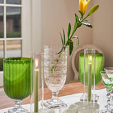 Glass Hurricane, Green Top w/ Clear Base