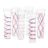Razzle Dazzle Champagne Flutes with Red Accents, Set of 6
